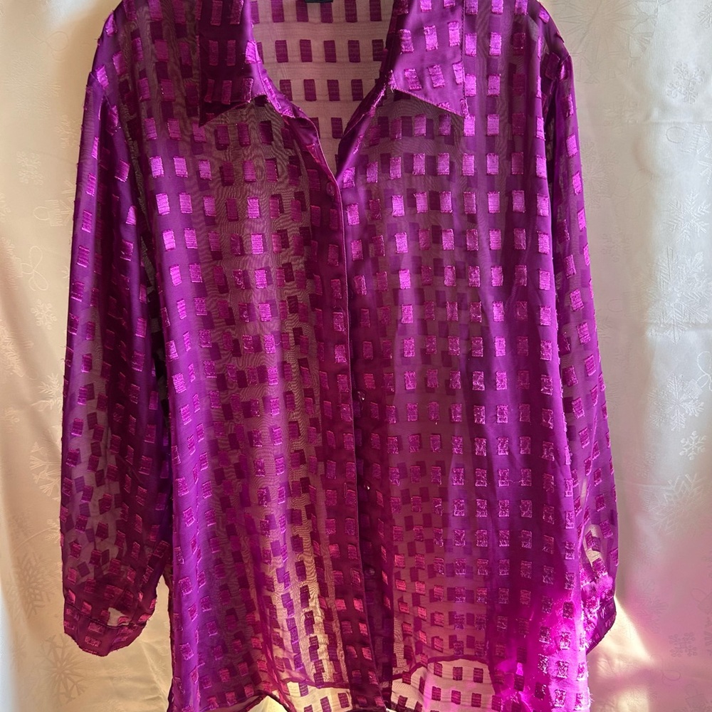 Elementz Vibrant Purple Sheer Blouse